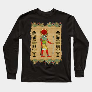 Egyptian Re-Horakhty  - Ra-Horakht  Ornament on papyrus Long Sleeve T-Shirt